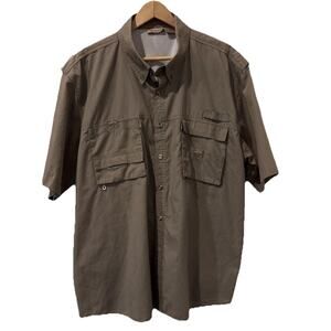 Rugged Earth Outfitters Fishing Sahirt XXL Cotton Beige Pockets Vented